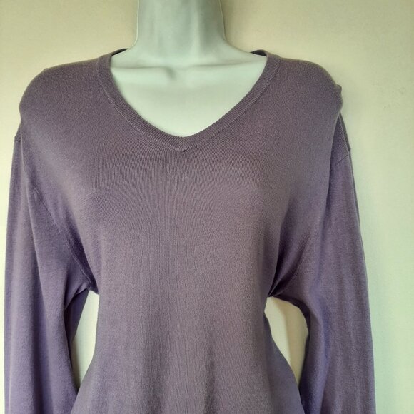 Polo Ralph Lauren Women's Cottton Cashmere Purple V-Neck Sweater Medium - Picture 2 of 5